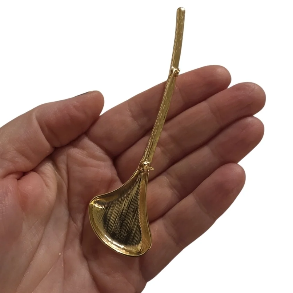 Gold Ginko Leaf Brooch Pin | Zara Sculptural NWOT